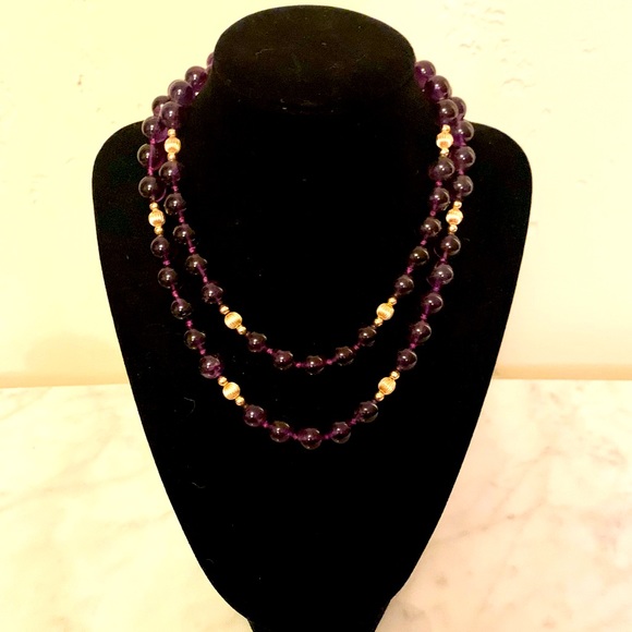 💗Gump’s 14k gold large bead Amethyst long necklace.  AAA++++quality!!! - Picture 5 of 9